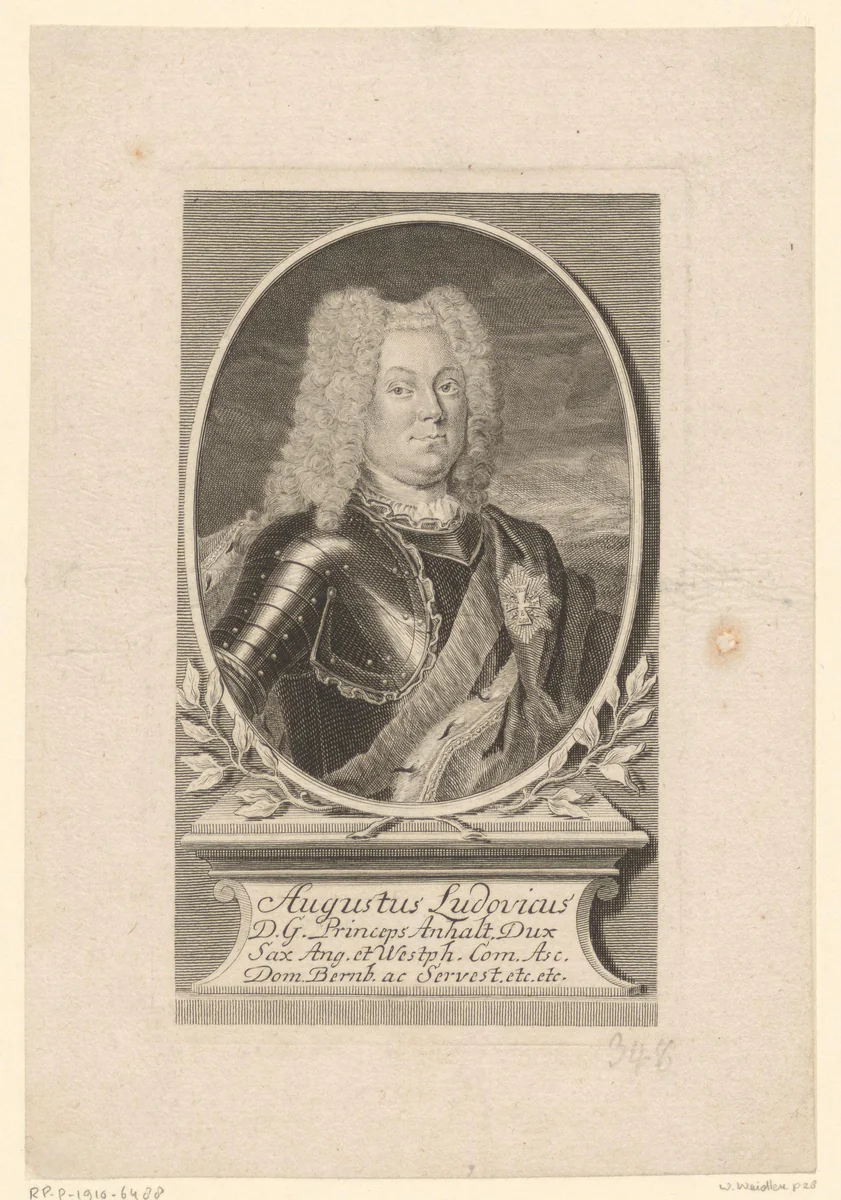 August Ludwig von Anhalt-Köthen by Martin Bernigeroth, print, 1733
