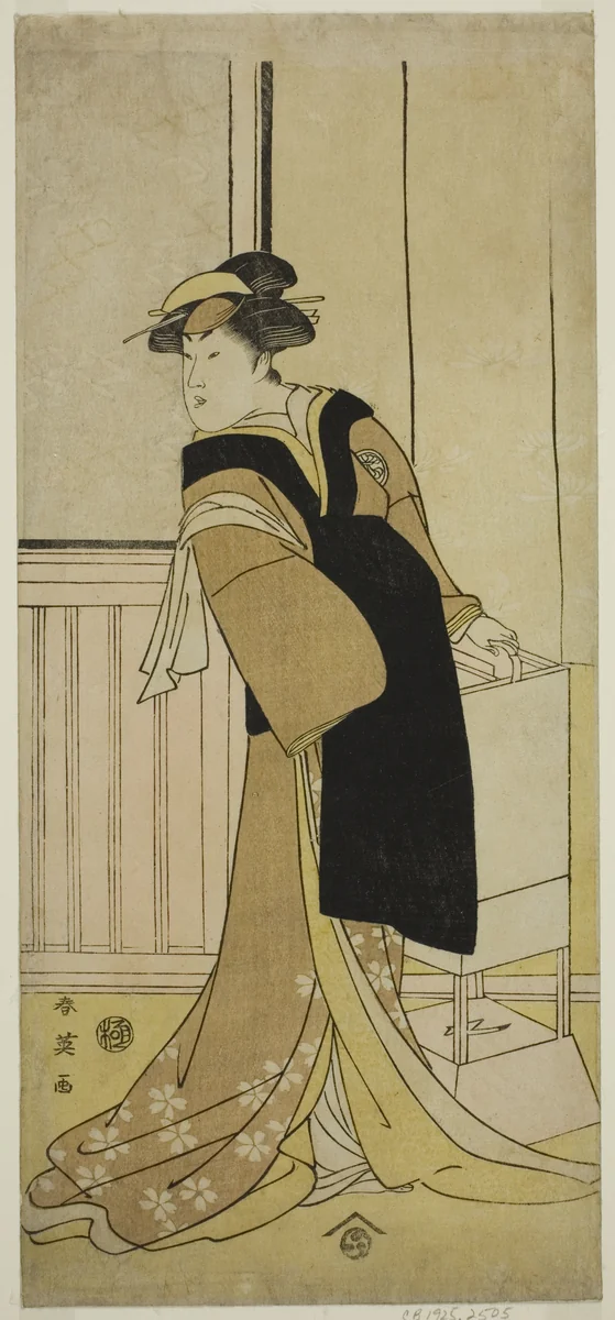 The Actor Segawa Kikunojo III as Otoma (?) in the Play Sayo no Nakayama Hiiki no Tsurigane (?), Performed at the Nakamura Theater (?) in the Eleventh Month, 1790 (?) by Katsukawa Shun'ei (勝川春英), print, 1785-1795