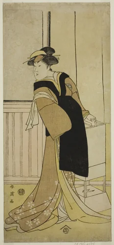The Actor Segawa Kikunojo III as Otoma (?) in the Play Sayo no Nakayama Hiiki no Tsurigane (?), Performed at the Nakamura Theater (?) in the Eleventh Month, 1790 (?) by Katsukawa Shun'ei (勝川春英), print, 1785-1795