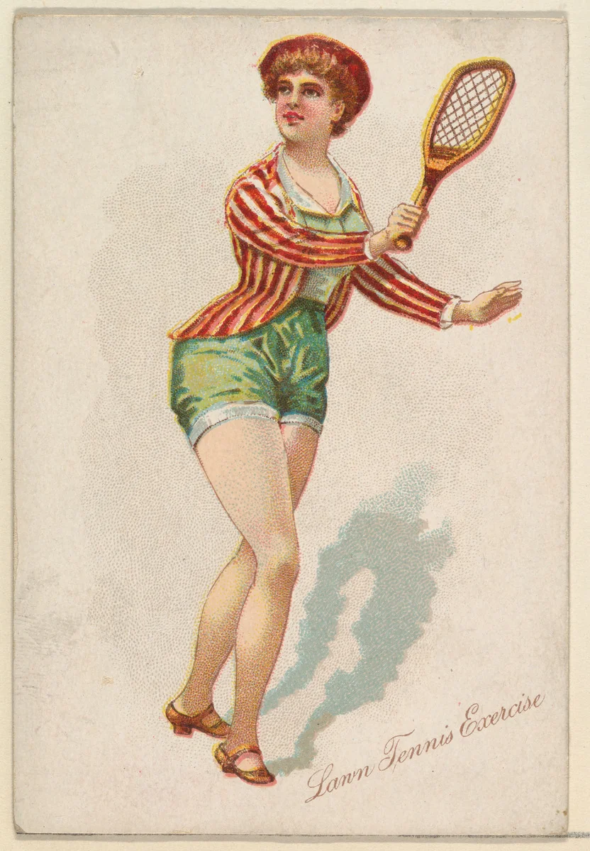 Lawn Tennis Exercise, from the Pretty Athletes series (N196) issued by Wm. S. Kimball & Co. by William S. Kimball & Company, print, 1889
