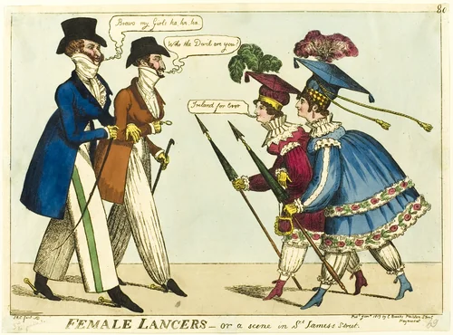 Female Lancers - or A Scene in St. James's Street by Isaac Robert Cruikshank, print, 1819