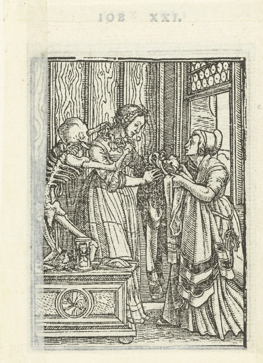 Gravin en de Dood by Hans Holbein, print, 1524-1526