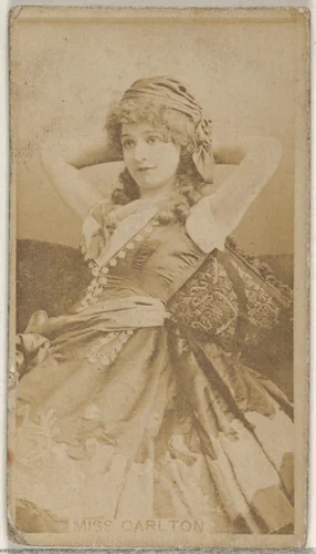 Miss Carlton, from the Actors and Actresses series (N45, Type 8) for Virginia Brights Cigarettes by Allen & Ginter, photograph, 1885-1891
