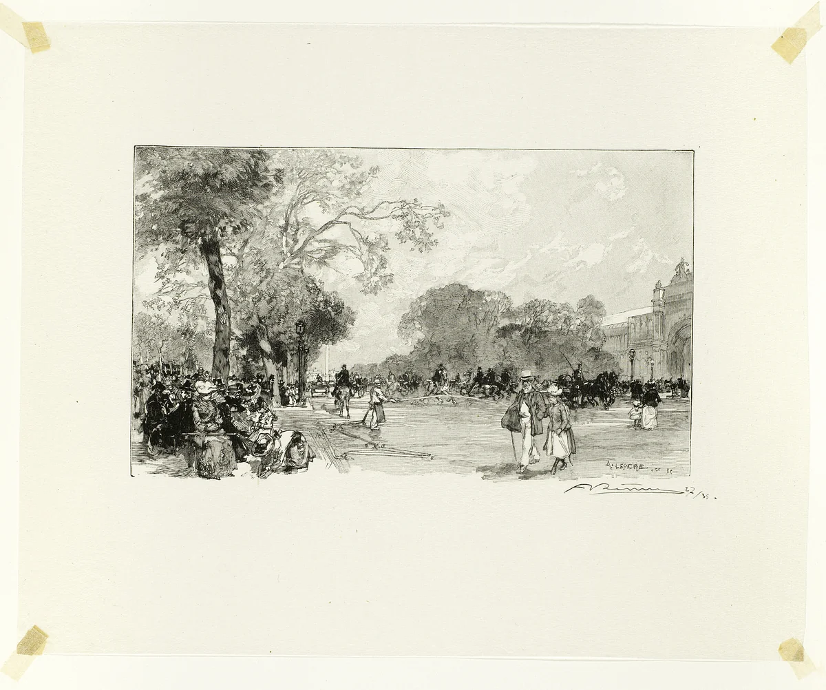 L'Avenue des Champs-Élysées, plate eighteen from Le Long de la Seine et des Boulevards by Louis Auguste Lepère, print, 1890