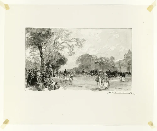 L'Avenue des Champs-Élysées, plate eighteen from Le Long de la Seine et des Boulevards by Louis Auguste Lepère, print, 1890