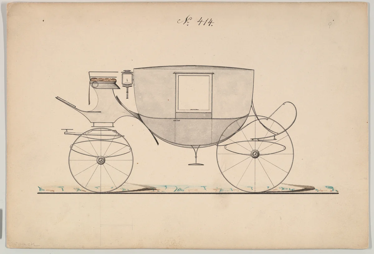 Coach #414 by Brewster & Co., drawing, 1855-1865