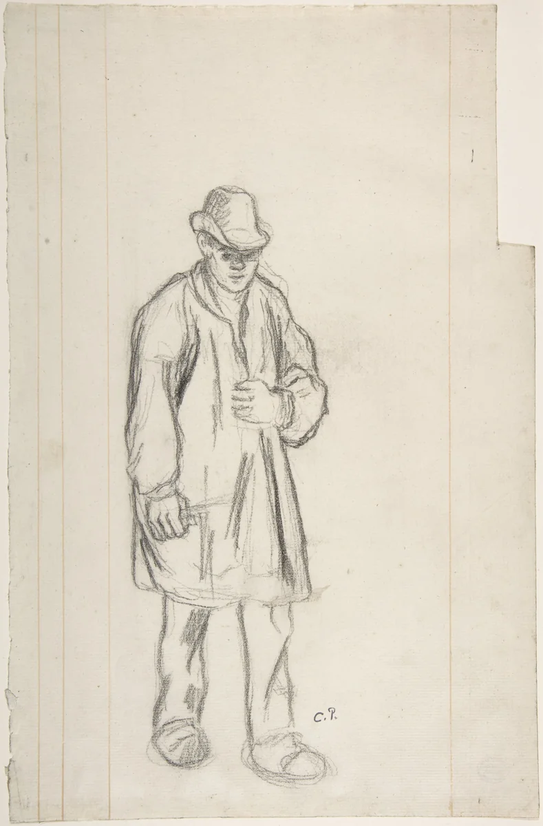 Peasant by Camille Pissarro, drawing, 1845-1903