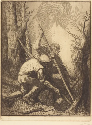 Woodcutters, 3rd plate (Les bucherons) by Alphonse Legros, print, 1837-1911