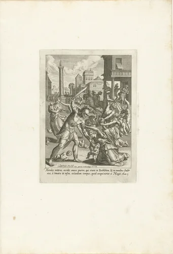 Kindermoord te Betlehem by Unknown, print, 1579-1582