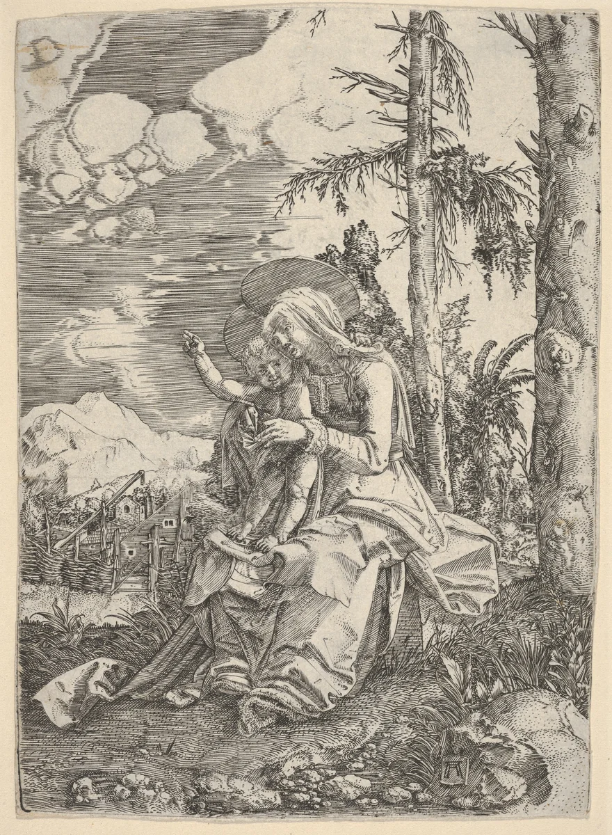 The Virgin with the Blessing Child in a Landscape by Albrecht Altdorfer, print, 1500-1538