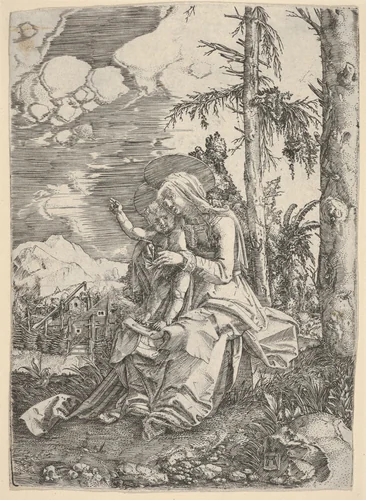 The Virgin with the Blessing Child in a Landscape by Albrecht Altdorfer, print, 1500-1538