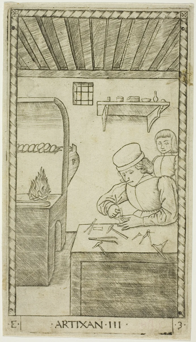 The Artisan, plate three from The Ranks and Conditions of Men by Master of the E-Series Tarocchi, print, 1460-1470
