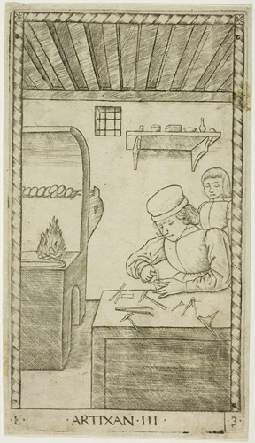 The Artisan, plate three from The Ranks and Conditions of Men by Master of the E-Series Tarocchi, print, 1460-1470