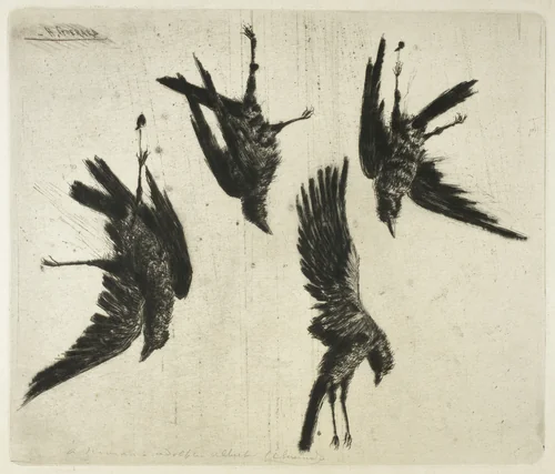 The Four Dead Ravens by Henri Charles Guérard, print, 1883-1893