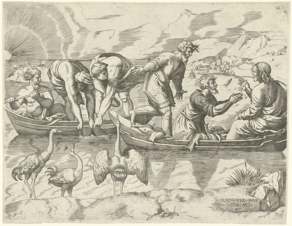 Wonderbare visvangst by Unknown, print, 1537-1539