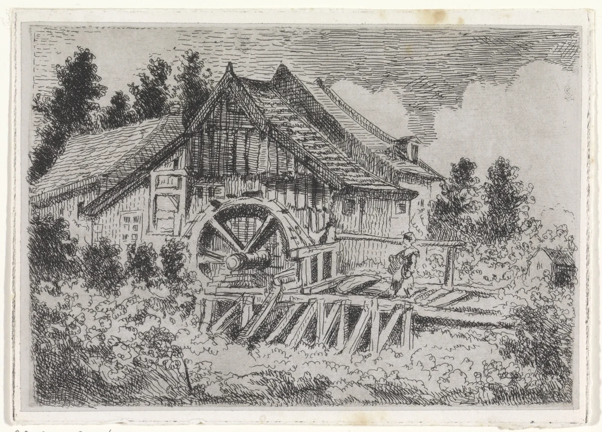 Watermolen by Arnoud Schaepkens, print, 1831-1904