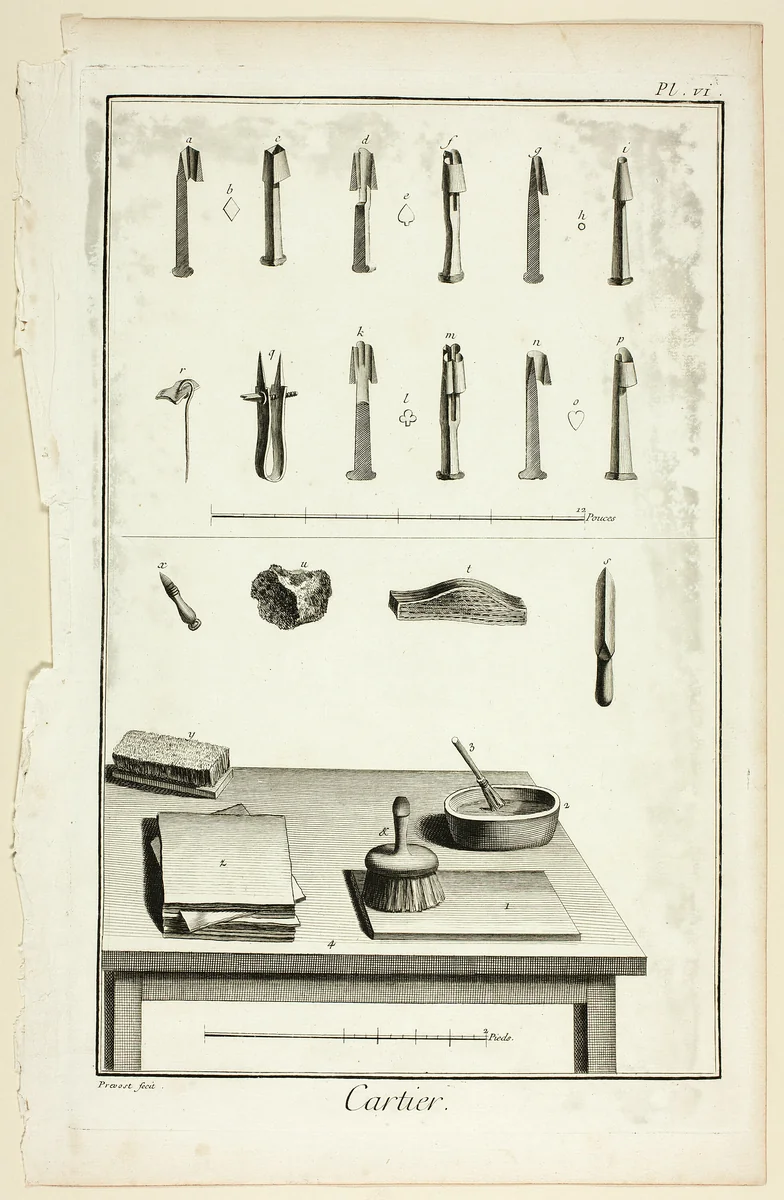 Card-Maker, from Encyclopédie by Benoît-Louis Prévost, print, 1762-1777