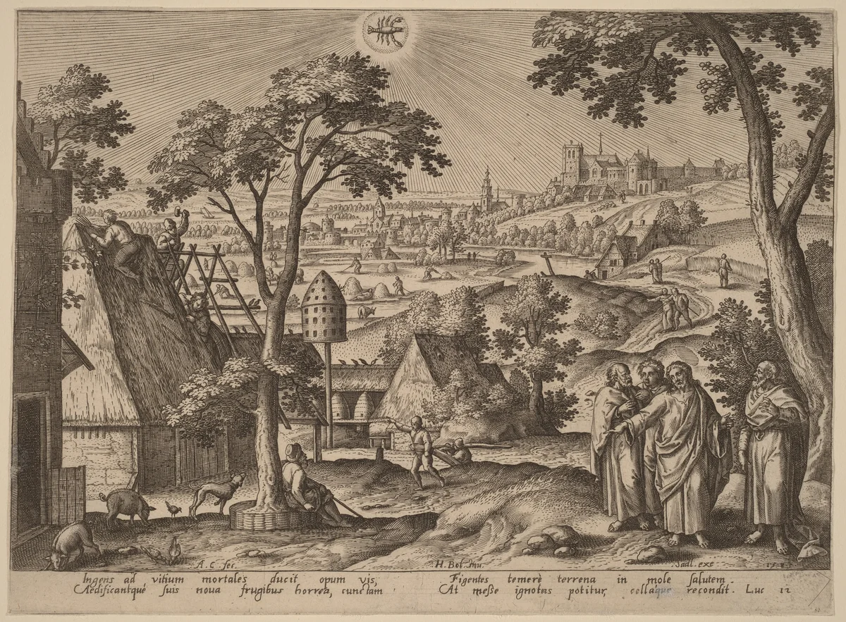 The Parable of the Rich Fool by Adriaen Collaert
Hans Bol
Jan Sadeler I, print, 1585