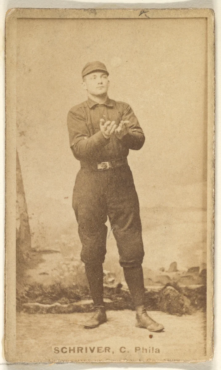 William Frederick "Pop" Schriver, Catcher, Philadelphia, from the Old Judge series (N172) for Old Judge Cigarettes by Goodwin & Company, photograph, 1887-1890