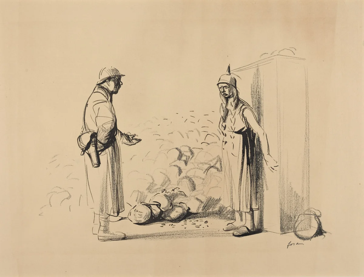 Hiding the "louis" by Jean-Louis Forain, drawing, 1914-1919