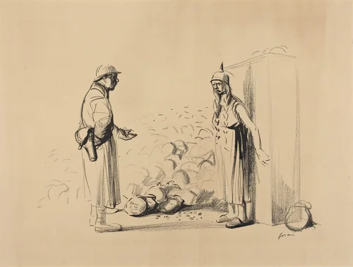 Hiding the "louis" by Jean-Louis Forain, drawing, 1914-1919