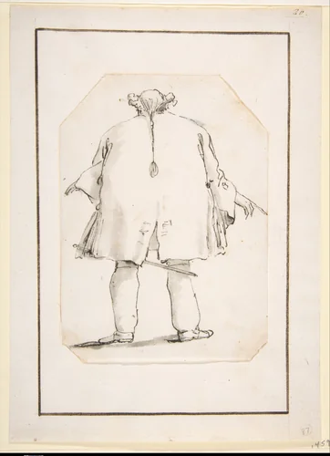 Caricature of a Fat Man, Seen From Behind by Giovanni Battista Tiepolo, drawing, 1755-1765