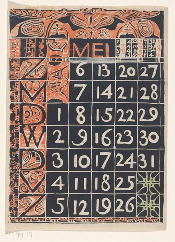 Kalenderblad mei 1900 by Carel Adolph Lion Cachet, print, 1900