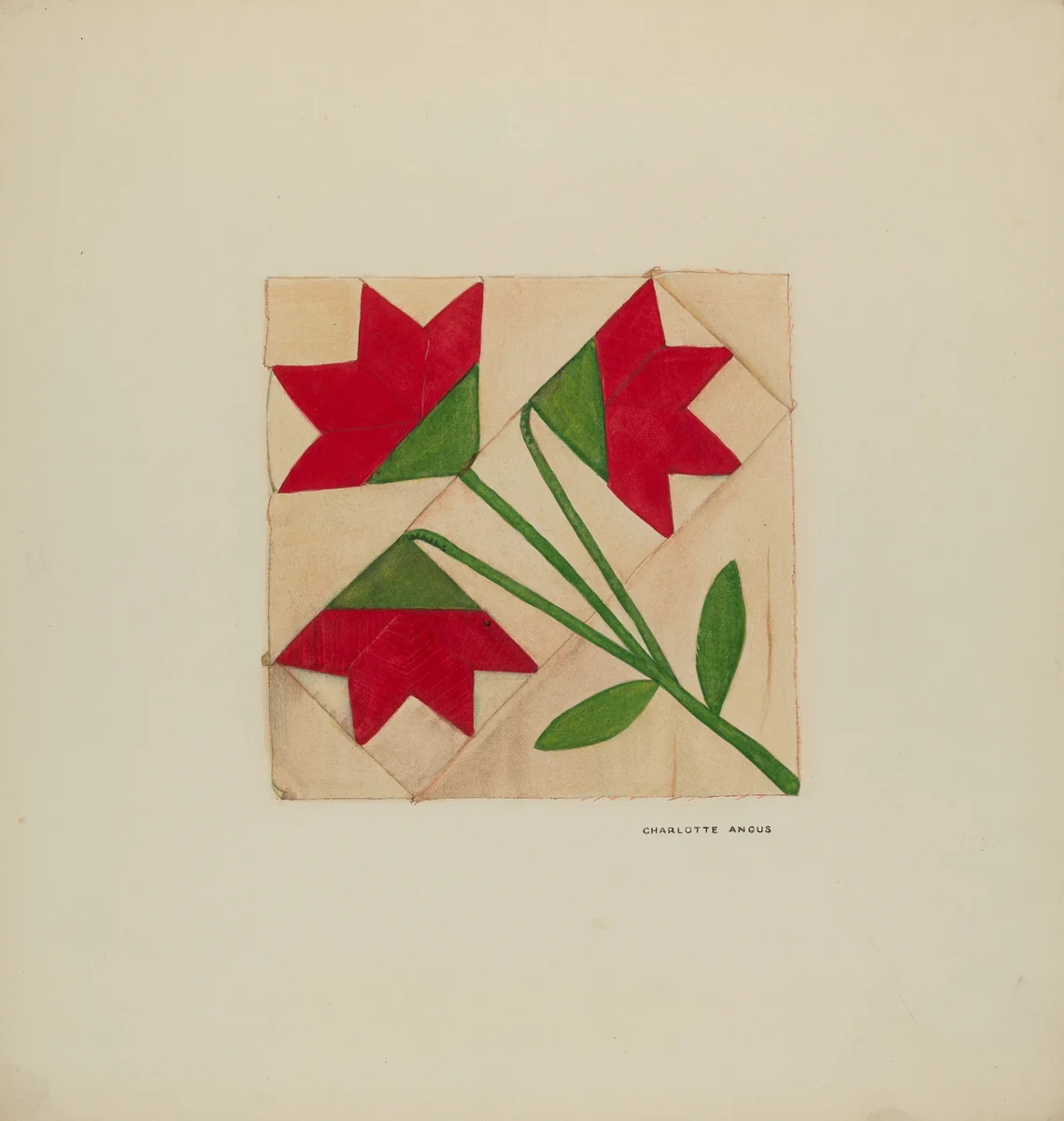 Quilt Block Pattern by Charlotte Angus, index of american design, 1937