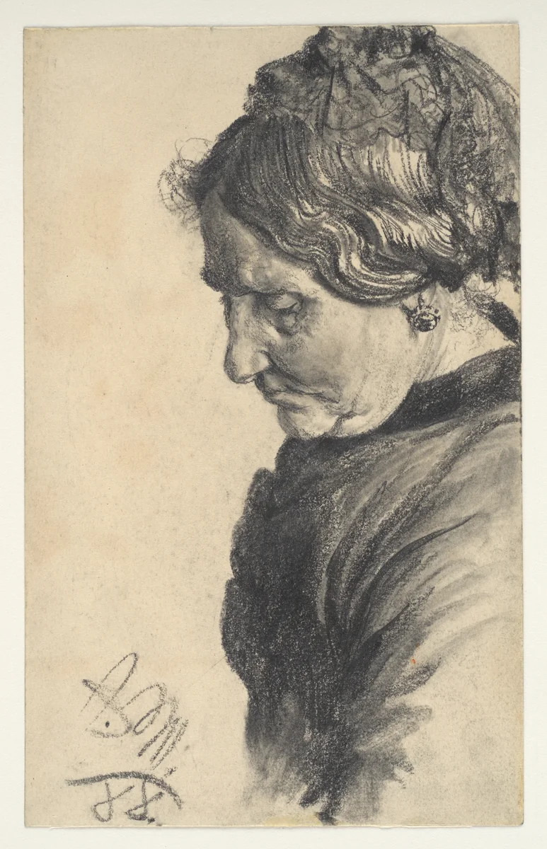 Study of a Woman by Adolph Menzel, drawing, 1888