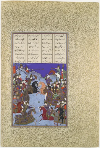 "The Night Battle of Kai Khusrau and Afrasiyab", Folio367v from the Shahnama (Book of Kings) of Shah Tahmasp by Abu'l Qasim Firdausi, manuscript, 1500-1555