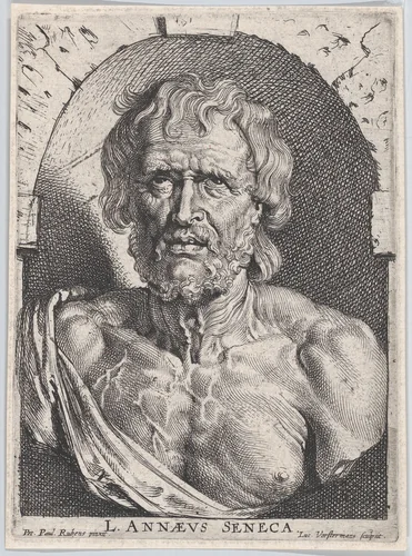 The bust of Seneca, in a niche by Lucas Vorsterman, print, 1615-1625