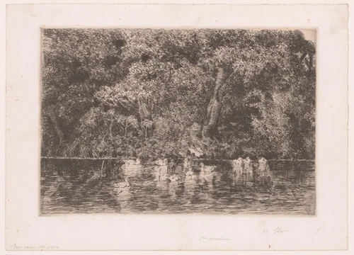 Vijver met eenden by Jules Guiette, print, 1862-1901