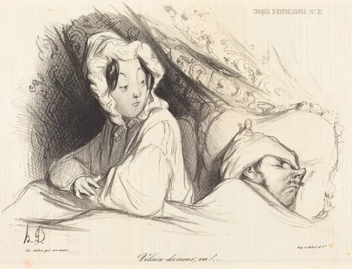 Vilain dormeur, va! by Honoré Daumier, print, 1838