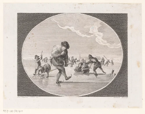 Figuren op het ijs by anonymous, print, 1754-1842