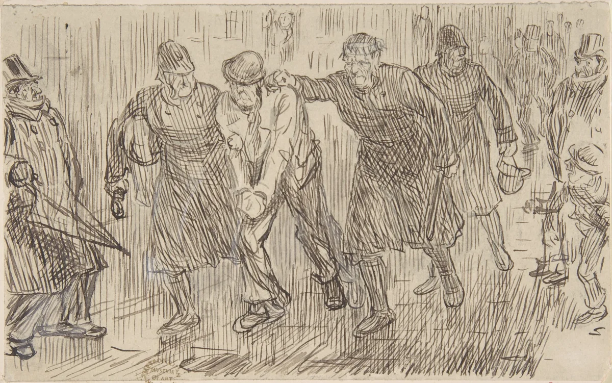 "Happy Thought" (for Punch, December 16, 1876) by Charles Samuel Keene, drawing, 1876