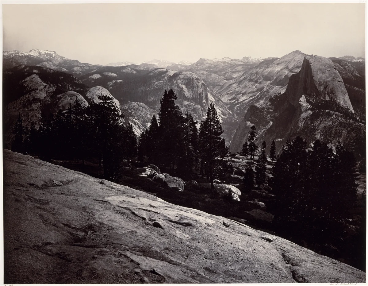 View from the Sentinel Dome, Yosemite by Carleton E. Watkins, photograph, 1865-1866