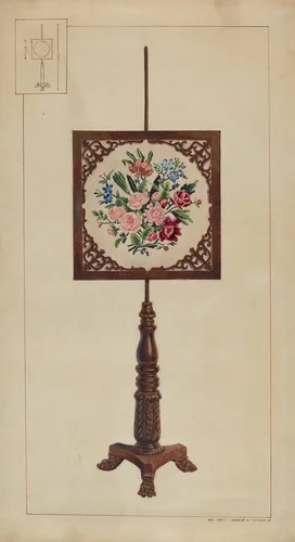 Petit Point Fire Screen by Ernest A. Towers, Jr., index of american design, 1937
