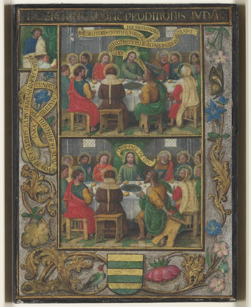 Single Leaf with Scenes from the Last Supper by Simon Bening, manuscript, 1525-1530