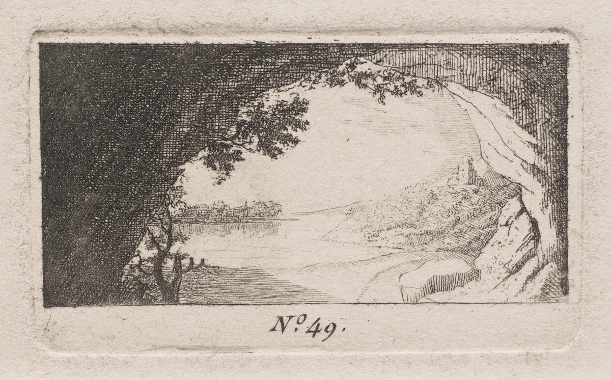 Landscape with Arched Rocks by Antoine de Marcenay de Ghuy, print, 1778