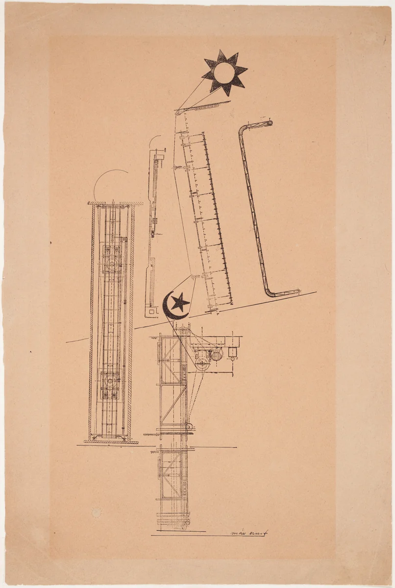 Hypertrophic Trophy (hypertrophie trophäe, trophée hypertrophique) by Max Ernst, drawing, 1920
