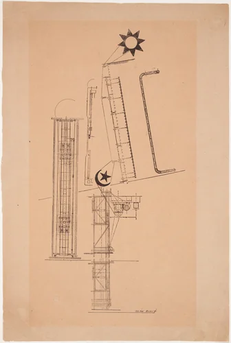Hypertrophic Trophy (hypertrophie trophäe, trophée hypertrophique) by Max Ernst, drawing, 1920