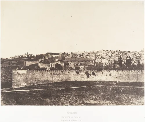 Jérusalem, Enceinte du Temple, Vue générale de la face Est, Pl. 1 by Auguste Salzmann, photograph, 1854-1859