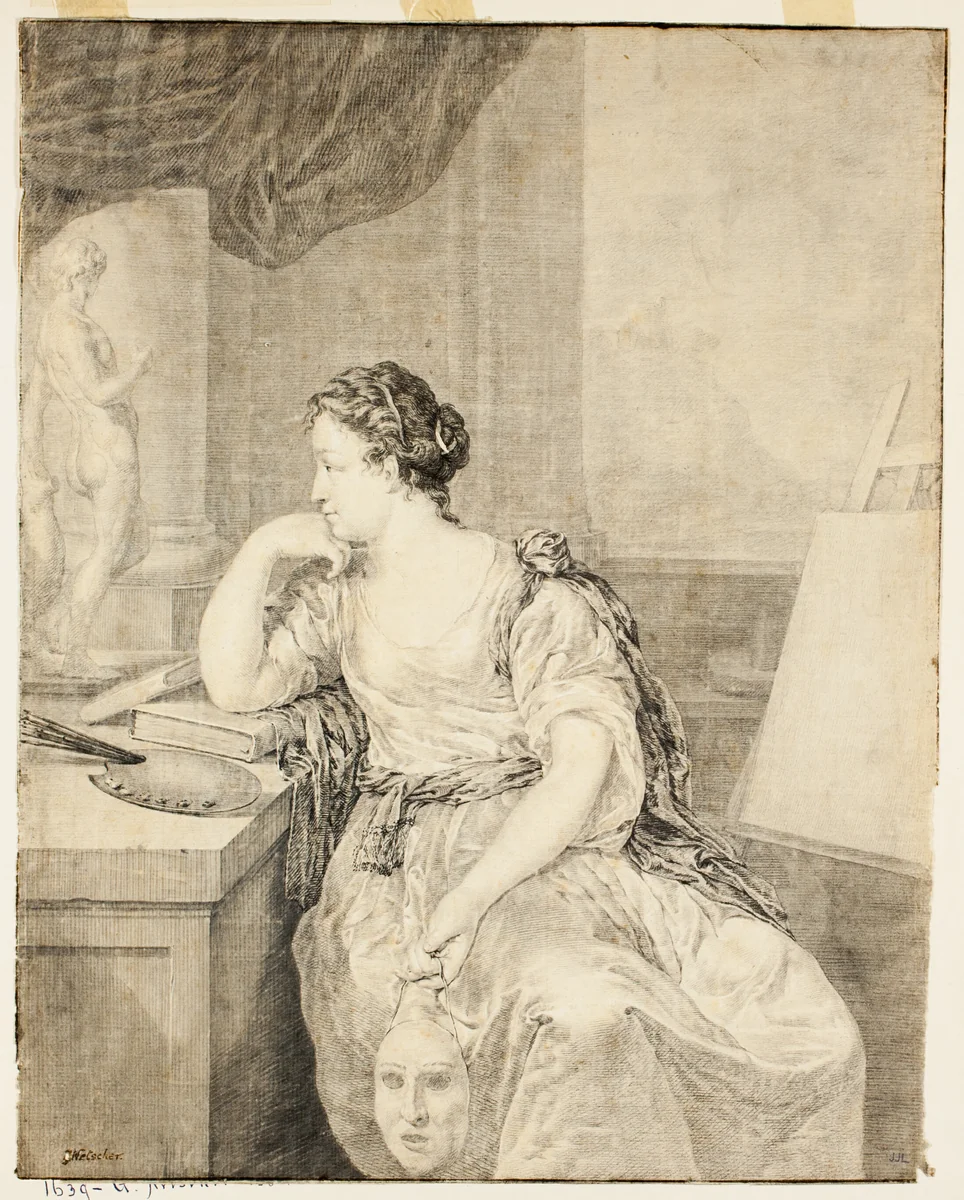 Portrait of Madame de Poullain by Caspar Netscher, drawing, 1659-1684
