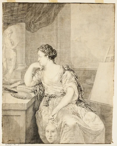 Portrait of Madame de Poullain by Caspar Netscher, drawing, 1659-1684