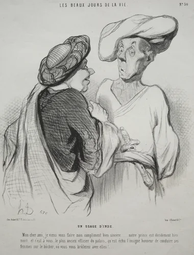 An Indian Custom by Honoré Daumier, print, 1844