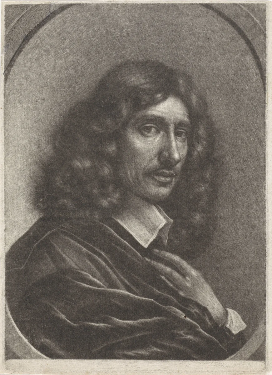 Portret van een man, naar rechts by Wallerant Vaillant, print, 1658-1677
