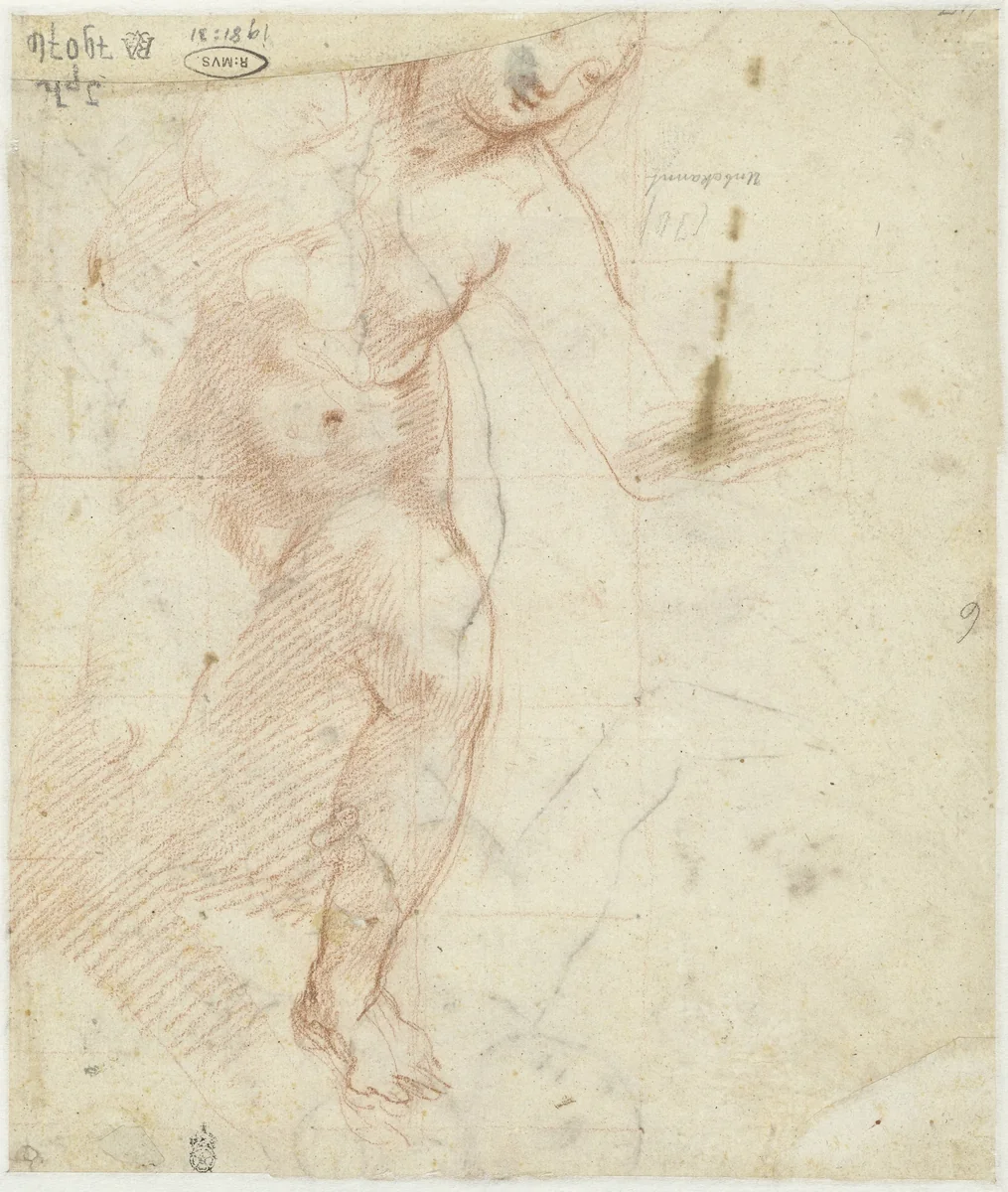 Studie van een moeder die haar kind draagt by Federico Barocci, drawing, 1575-1579