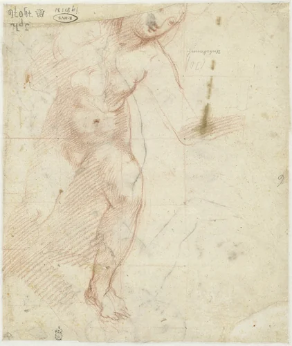 Studie van een moeder die haar kind draagt by Federico Barocci, drawing, 1575-1579