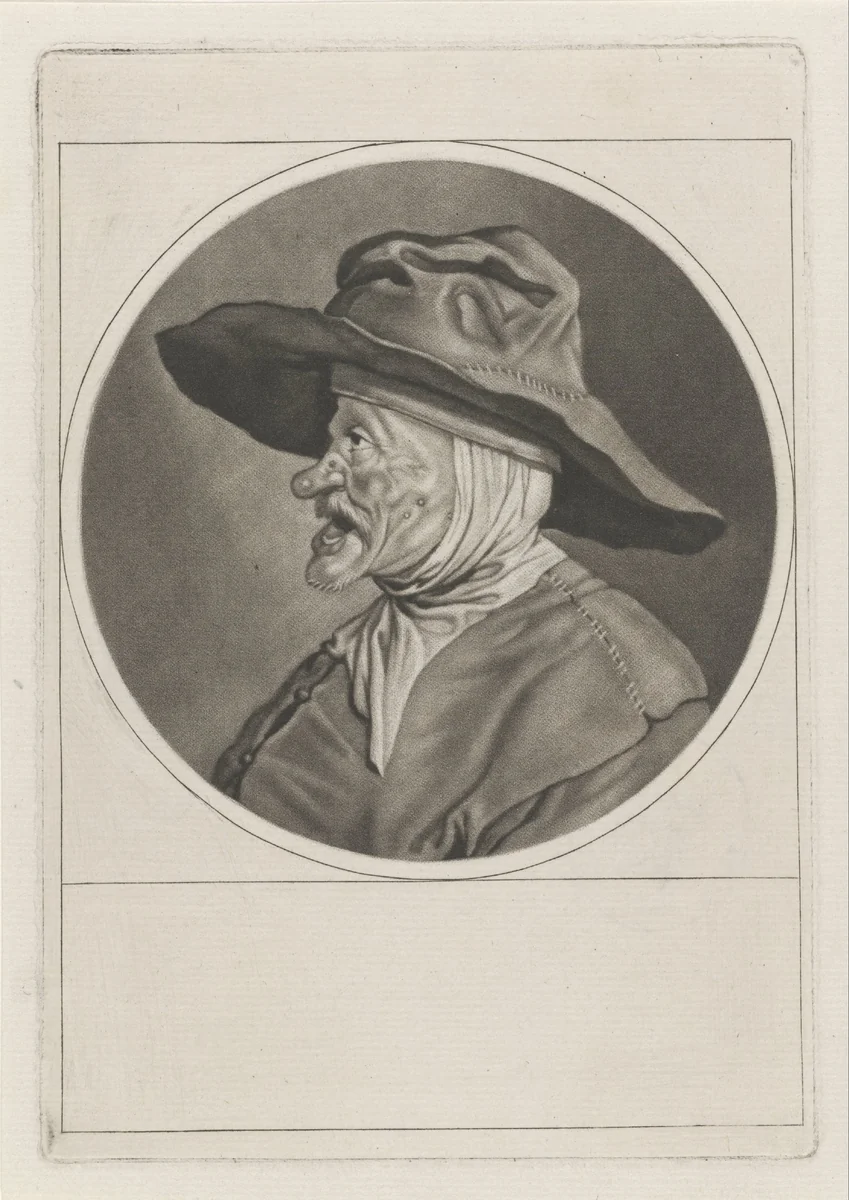 Zingende man met grote hoed (het Gehoor) by Cornelis Dusart, print, 1679-1704