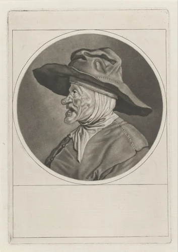 Zingende man met grote hoed (het Gehoor) by Cornelis Dusart, print, 1679-1704